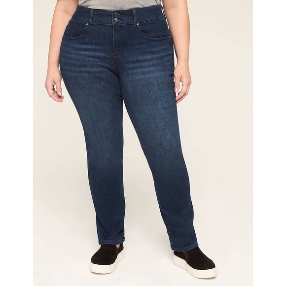 Lane Bryant Denim - Lane Bryant High Rise Straight Tighter Tummy Technology Jeans Dark Wash 14 Long